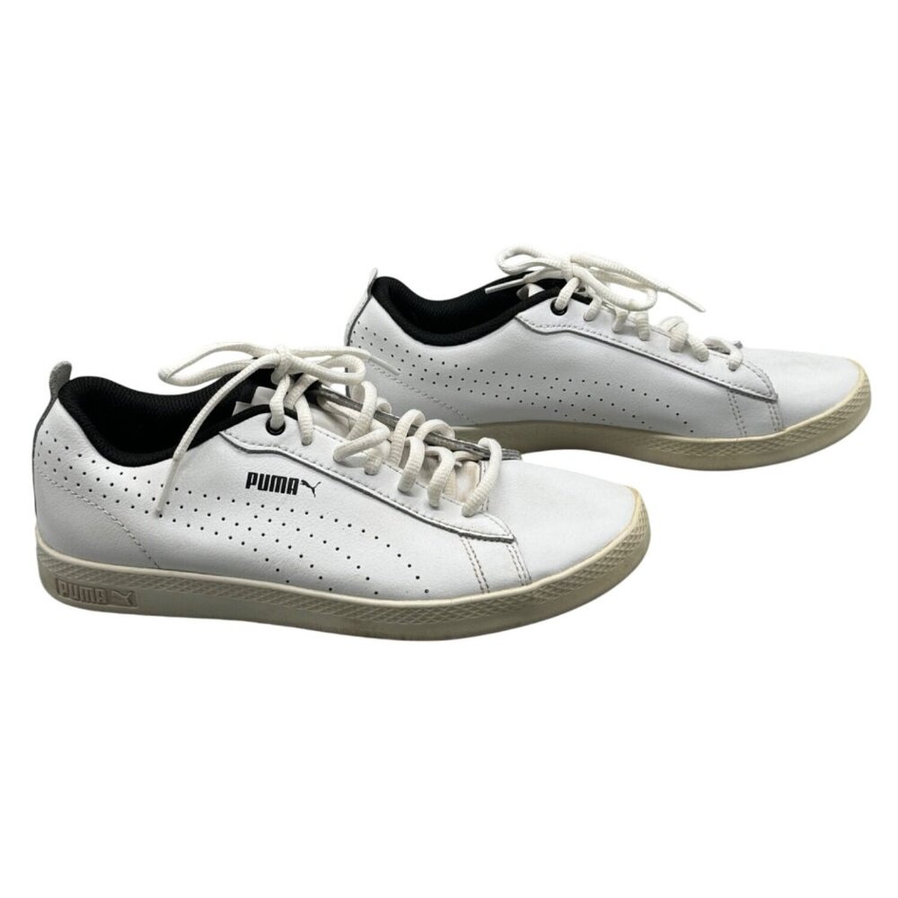 Puma White & Black SoftFoam Sneakers women's Size 7 tie up athletic READ - Picture 1 of 7